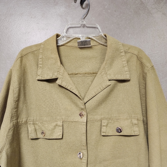 Color Me Cotton Women's Button Front Short Sleeve Honeycomb Pattern Top Size M - Picture 5 of 7